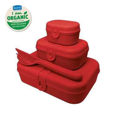 Lunchbox- en Bestekset Koziol Pascal Ready Organic Red