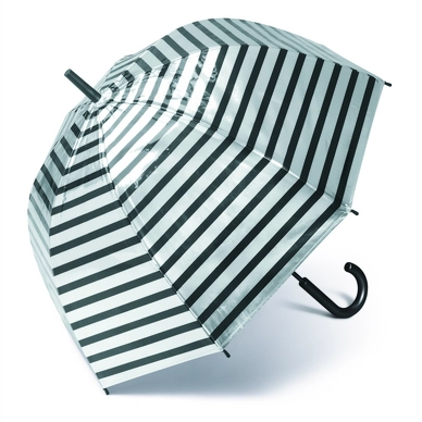 Parapluie Happy Rain Long AC Stripes Silver Black
