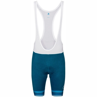 Cuissard Odlo Homme Tights Short Suspenders Zeroweight Mykonos Blue Melange White