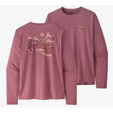 Longsleeve Patagonia Men Cap Cool Daily Graphic Shirt Lands Protect Pedal Evening Mauve X Dye