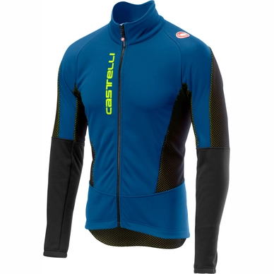 Fietsjack Castelli Men Mortirolo V Jacket Ceramic Blue Yellow Fluo