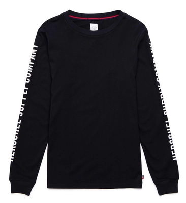 Trui Herschel Supply Co. Men's Long Sleeve Tee Sleeve Print Black White