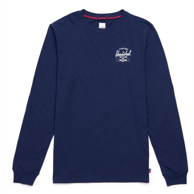 Trui Herschel Supply Co. Men's Long Sleeve Tee Classic Logo Peacoat White
