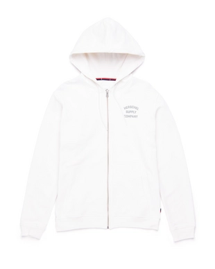 Vest Herschel Supply Co. Men's Full Zip Hoodie Stack Logo Blanc de Blanc Grey