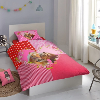 Dekbedovertrek Good Morning Sweet Horse Pink Flanel