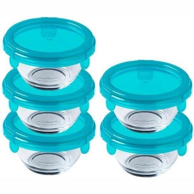 Food Container Pyrex My First Pyrex Round Transparent Blue 0.2 L (5 pc)