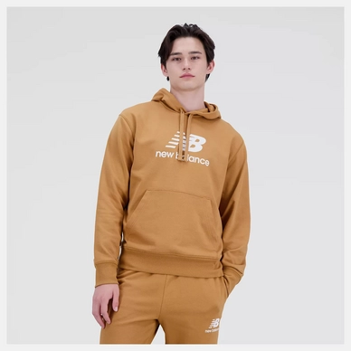 Trui New Balance Men Essentials Stacked Logo French Terry Hoodie Tobacco