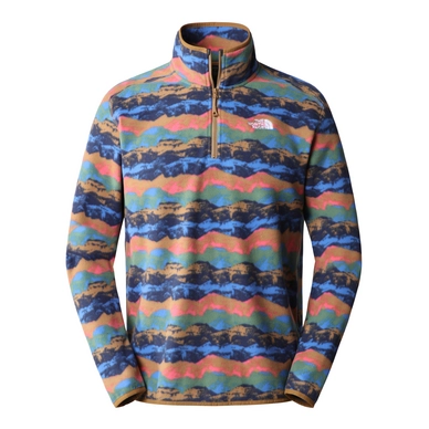Pull The North Face Homme 100 Glacier 1/4 Zip Utility Brown Mountain Panorama Print