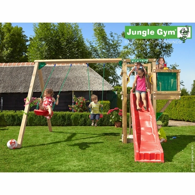 Speelset Jungle Gym Jungle Tower + Balcony + 2-Swing X'tra Rood