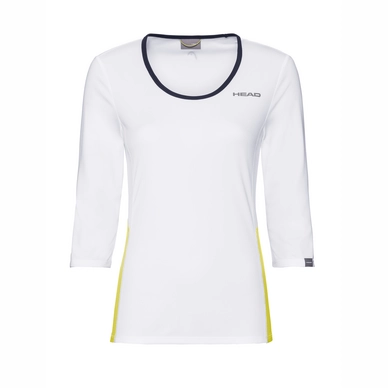 Tennisshirt HEAD Women Club Tech 3/4 White Yellow