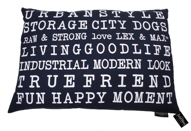 Hondenkussen Lex&Max Tekst Urban Indigo