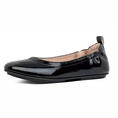 FitFlop Women Allegro Crinkle Patent Ballerina All Black
