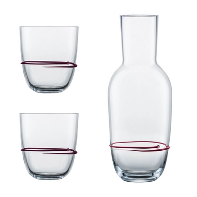 Karaf Zwiesel Glas Aura Set + 2 Tumblers Aubergine