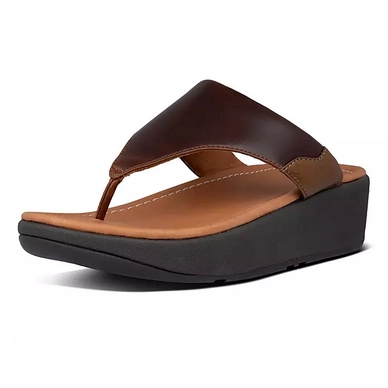 FitFlop Women Myla Leather Toe-thong Leather Chocolate Brown Mix