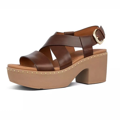 FitFlop Women Pilar Back-strap Leather Sandal Chocolate Brown