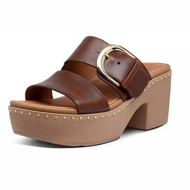 FitFlop Women Pilar Leather Clogs Chocolate Brown