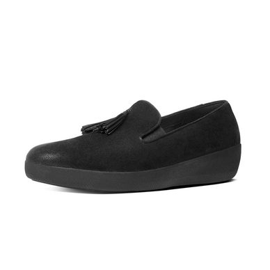 Sneaker FitFlop Tassel Superskate Velours Black Glimmer