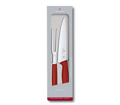 Set 2 Posate da carne e bistecca Victorinox Swiss Classic, Per affettare, Rosso