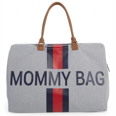 Verzorgingstas Childhome Mommy Bag Big Canvas Grey Stripes Rood Blauw
