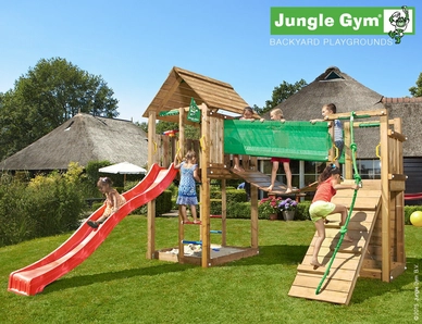 Speelset Jungle Gym Jungle Cabin + Bridge Rood