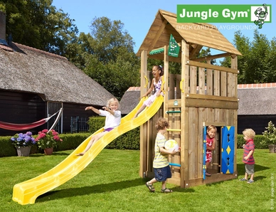 Speelset Jungle Gym Jungle Cabin + Playhouse 145 Geel