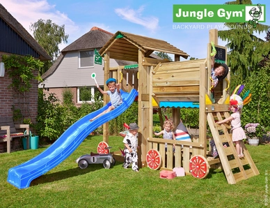 Speelset Jungle Gym Jungle Cottage + Train Blauw