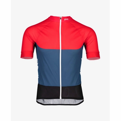 Fietsshirt POC Men Essential Road Light Lead Blue Prismane Red