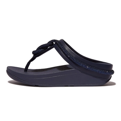 FitFlop Women Fino Crystal-Cord Leather Toe-Post Midnight Navy