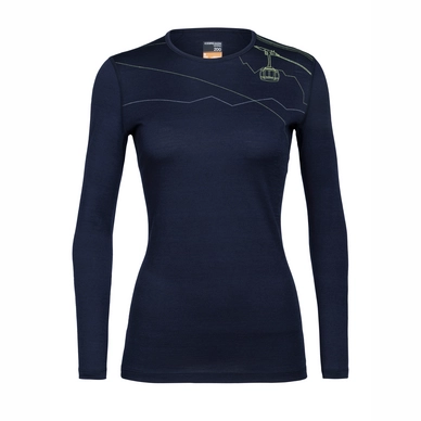 Longsleeve Icebreaker Women 200 Oasis LS Crewe Skyway Lift Midnight Navy