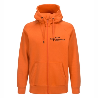Hoodie Peak Performance Men Logo Zipped Hood Orange Flow