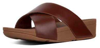 FitFlop Women Lulu Cross Slide Sandals Leather Cognac