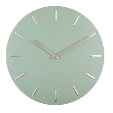 Clock Karlsson Charm Jade Green With Gold Battons