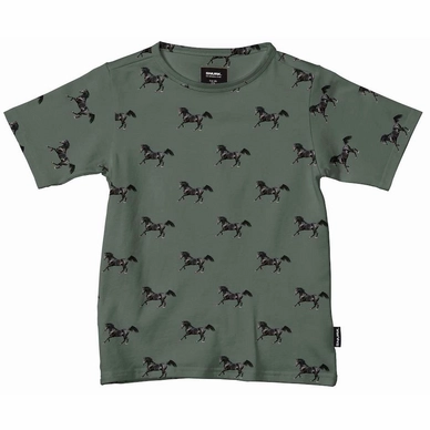 T-Shirt SNURK Kids Black Horses Green