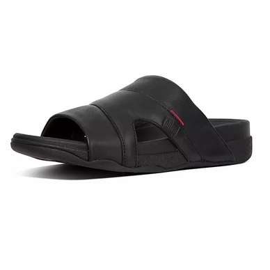 FitFlop Men Freeway Pool Slide In Leather Black