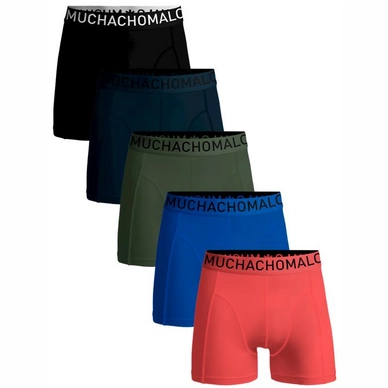 Boxershort Muchachomalo Light Cotton Solid Men Black Petrol Armygreen Darkblue Coral 5-Pack