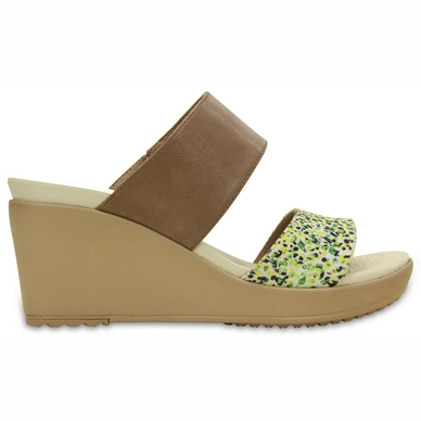 Sandaal Crocs Leigh II 2-Strap Graphic Wedge Bronze/Gold