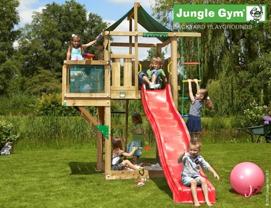 Speelset Jungle Gym Jungle Lodge + Balcony Rood