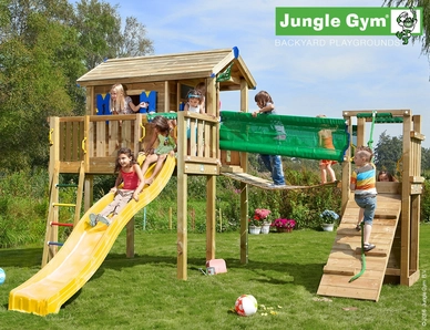 Speelset Jungle Gym Jungle Playhouse + Platform XL + Bridge Geel