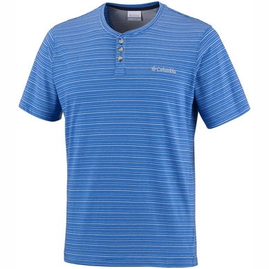 T-Shirt Columbia Lookout Point Short Sleeve Henley Super Blue Stripe Herren