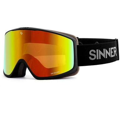 Skibril Sinner Sin Valley Matte Black Double Full Orange Mirror + Double Pink