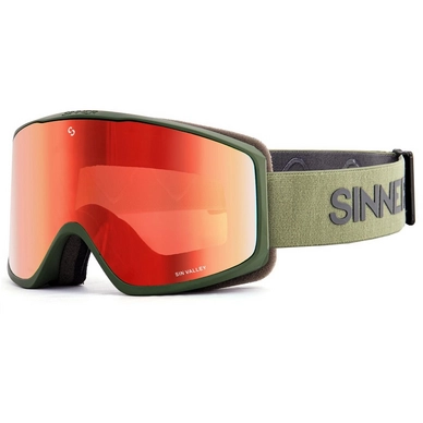 Lunettes de ski Sinner Sin Valley Matte Moss Green Double Full Red Mirror + Double Pink