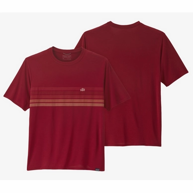 T-Shirt Patagonia Cap Cool Daily Graphic Shirt Line Logo Ridge Stripe Wax Red X-Dye Herren