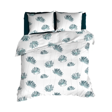 Dekbedovertrek Romanette Annika Wit Teal Flanel