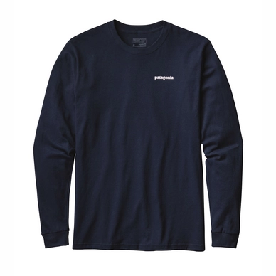 Long Sleeve T-Shirt Patagonia Men's L/S P-6 Logo Cotton Navy Blue
