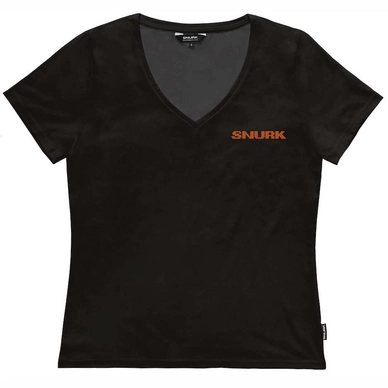 T-Shirt V-Neck SNURK Femme Uni Black Fluo Coral Logo