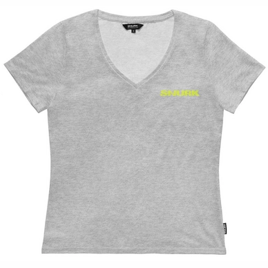T-Shirt V-Neck SNURK Femme Uni Grey Fluo Yellow Logo