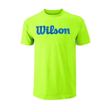 Tennisshirt Wilson Script Cotton Tee Green Glow Deep Water Herren