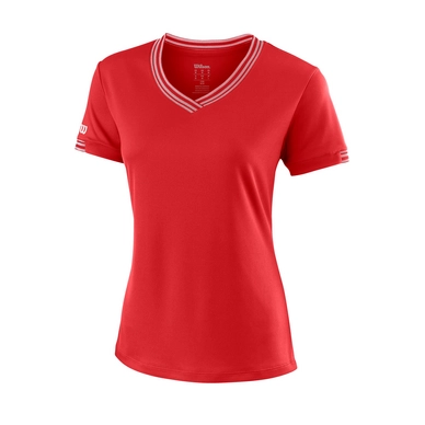 Tennisshirt Wilson Team V-Neck Rot Damen