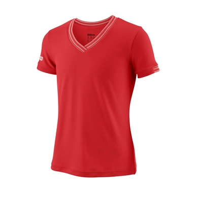 T-shirt de Tennis Wilson Girls Team V-Neck Wilson Red