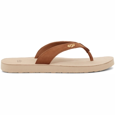 Tongs UGG Tawney Logo Femme Chestnut Nubuck